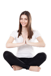 smiling girl practicing meditation