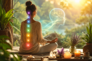 Person practicing holistic healing and mindfulness to manage anxiety naturally without medication through energy healing, meditation, and emotional wellness.