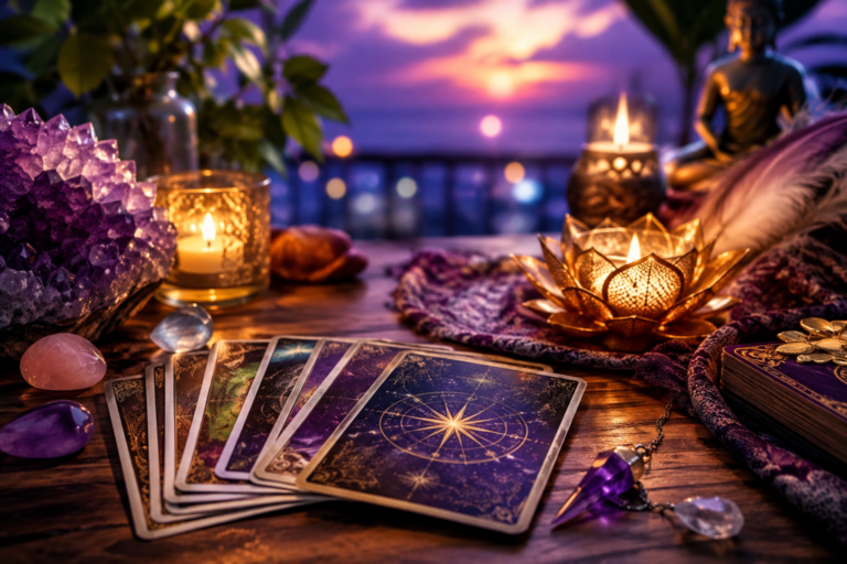 Intuitive tarot reading session representing spiritual guidance, inner wisdom, emotional clarity and life direction