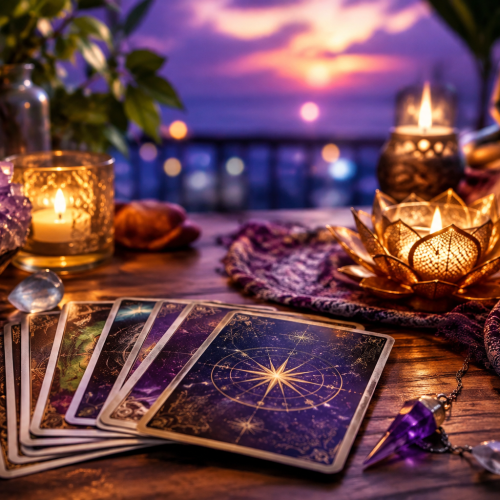 Intuitive tarot reading session representing spiritual guidance, inner wisdom, emotional clarity and life direction