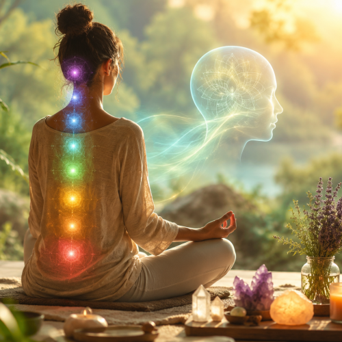 Person practicing holistic healing and mindfulness to manage anxiety naturally without medication through energy healing, meditation, and emotional wellness.