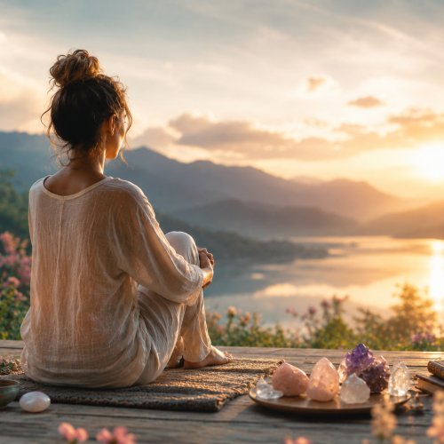 Person on a peaceful self-discovery journey, reflecting in nature while building self-worth through holistic coaching, emotional healing, confidence development, and personal growth.